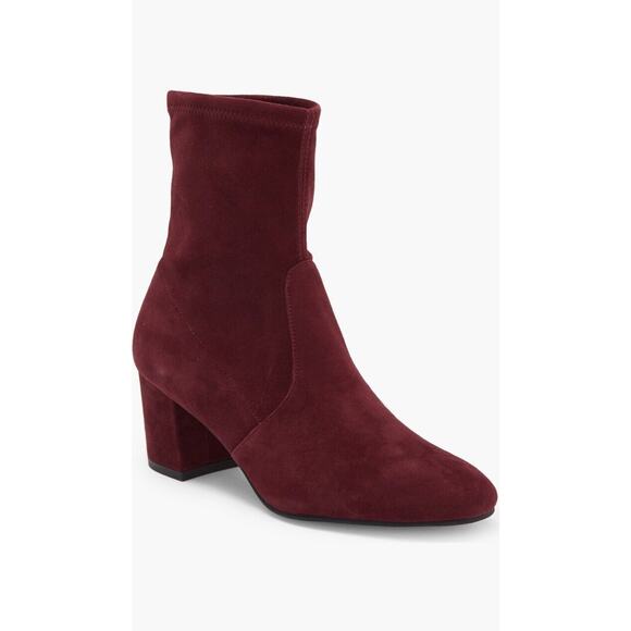 Stuart Weitzman Siggy 60 Sock Bootie Stretch Suede Heel Boot Burgundy US 5.5 NEW - Picture 4 of 10